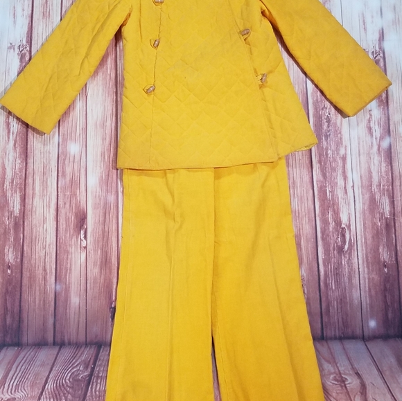 Vintage Glenora Jr's LTD Solid Yellow Pants Set 2 Piece With Button Jacket - Picture 2 of 16